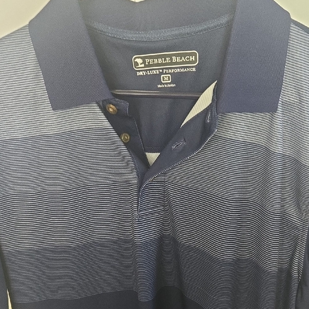 Pebble Beach Men's Navy Striped Polo Shirt